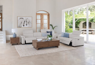 LUCIANO - Leather 3.5 Seater Sofa with 2 Electric Recliners