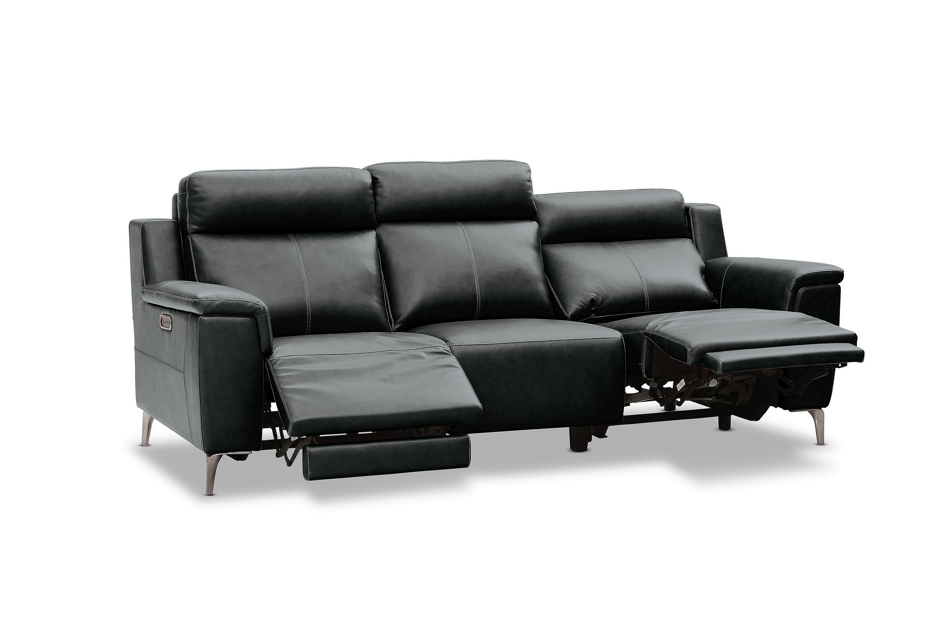 Amart black deals leather lounge