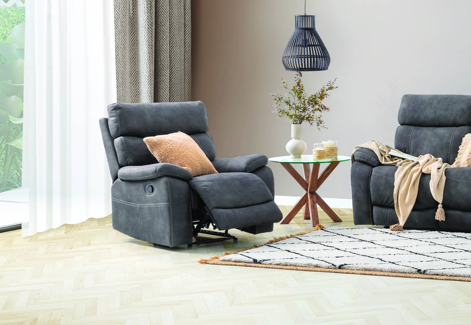 CHARCOAL ALFRED Fabric Recliner - Main Image