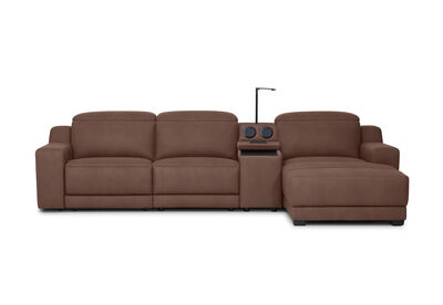 VANTRO FABRIC - 3 Seater LHF Chaise with Speaker Console and Inbuilt Electric Recliner