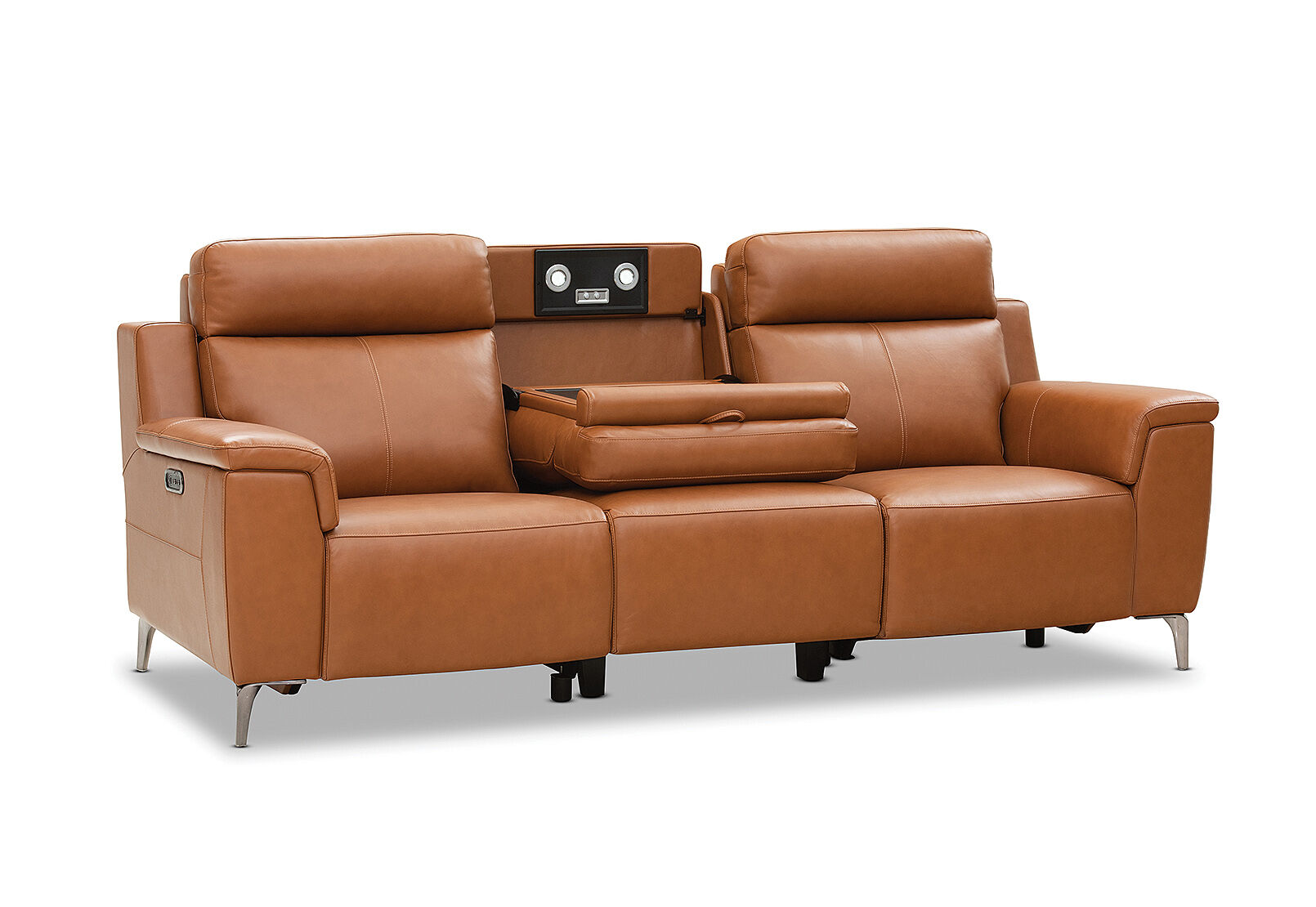 ARISTOTLE - Leather 3 Seater Sofa with 2 Inbuilt Electric Recliners ARISTOTLE
