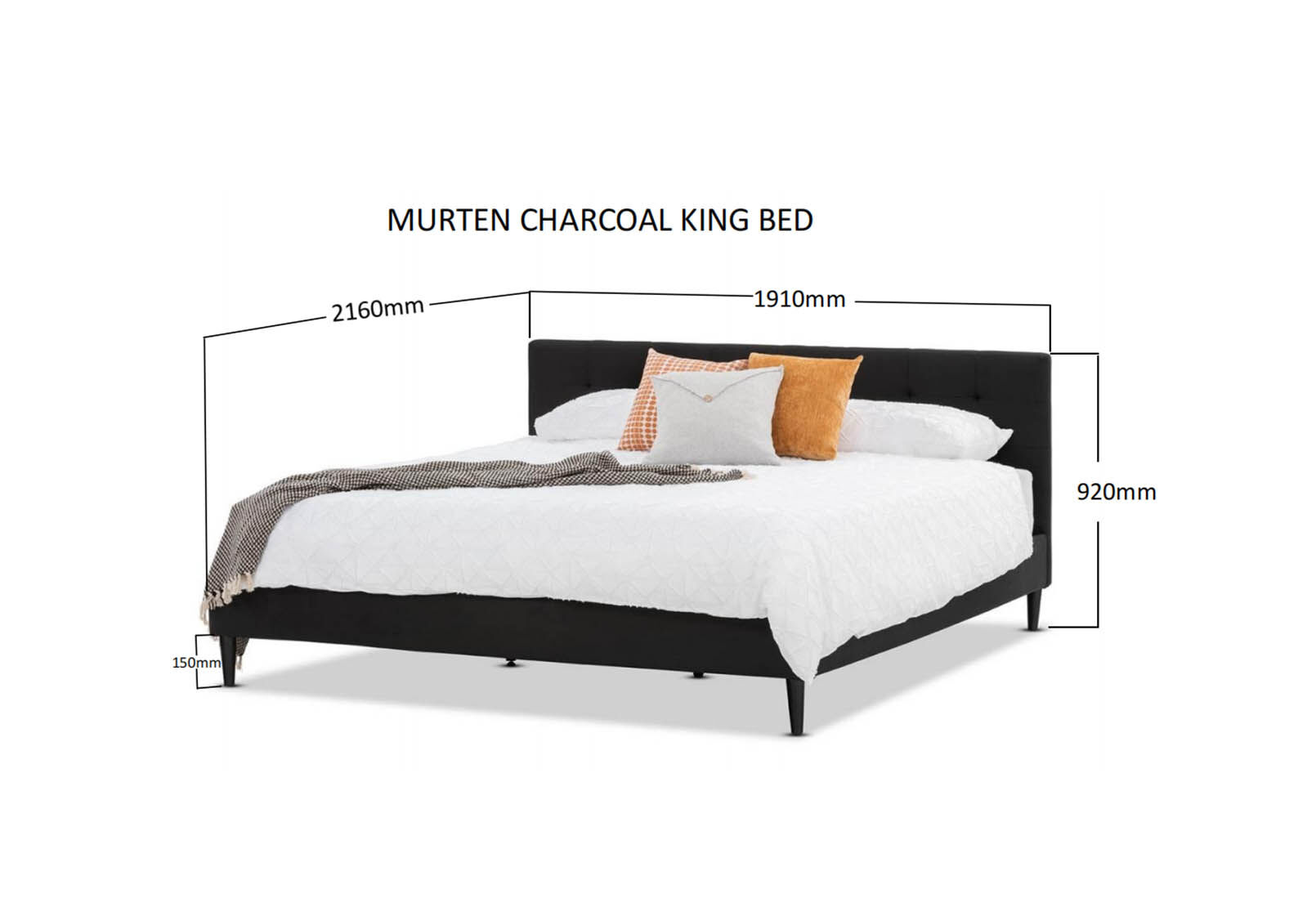 MURTEN - Charcoal King Bed MURTEN