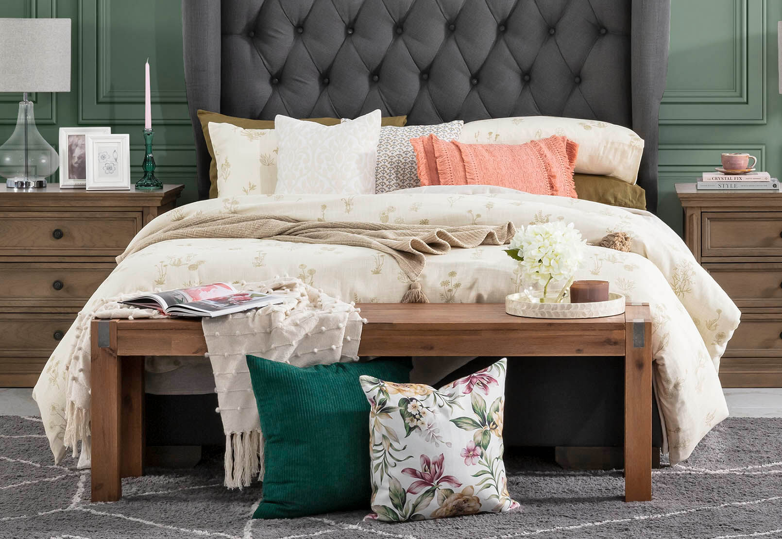 NATURAL TRUDY Queen Bed Quilt Cover Set