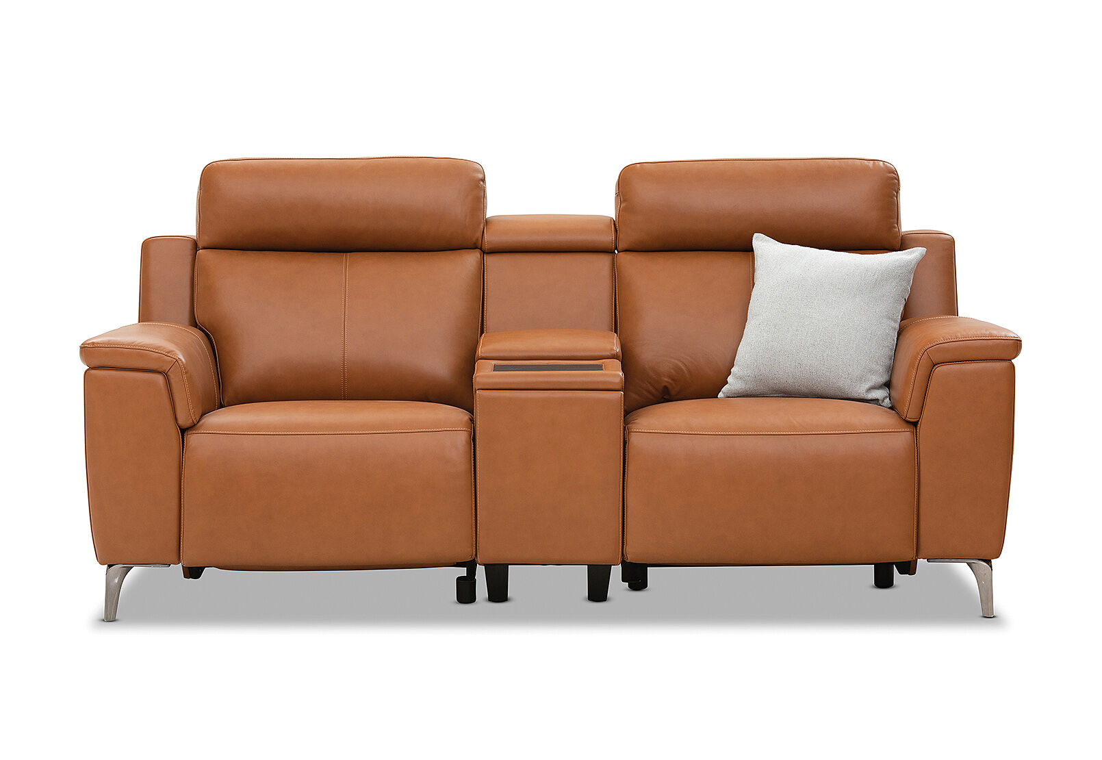 ARISTOTLE - Leather 2 Seater Sofa with Console and 2 Inbuilt Electric Recliners ARISTOTLE