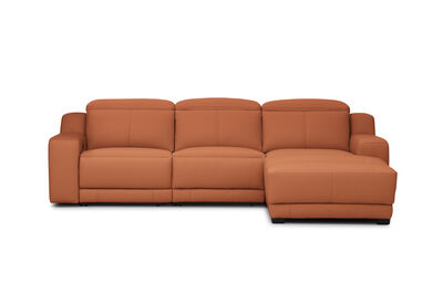 VANTRO LEATHER - 3 Seater RHF Chaise with Inbuilt Electric Recliner