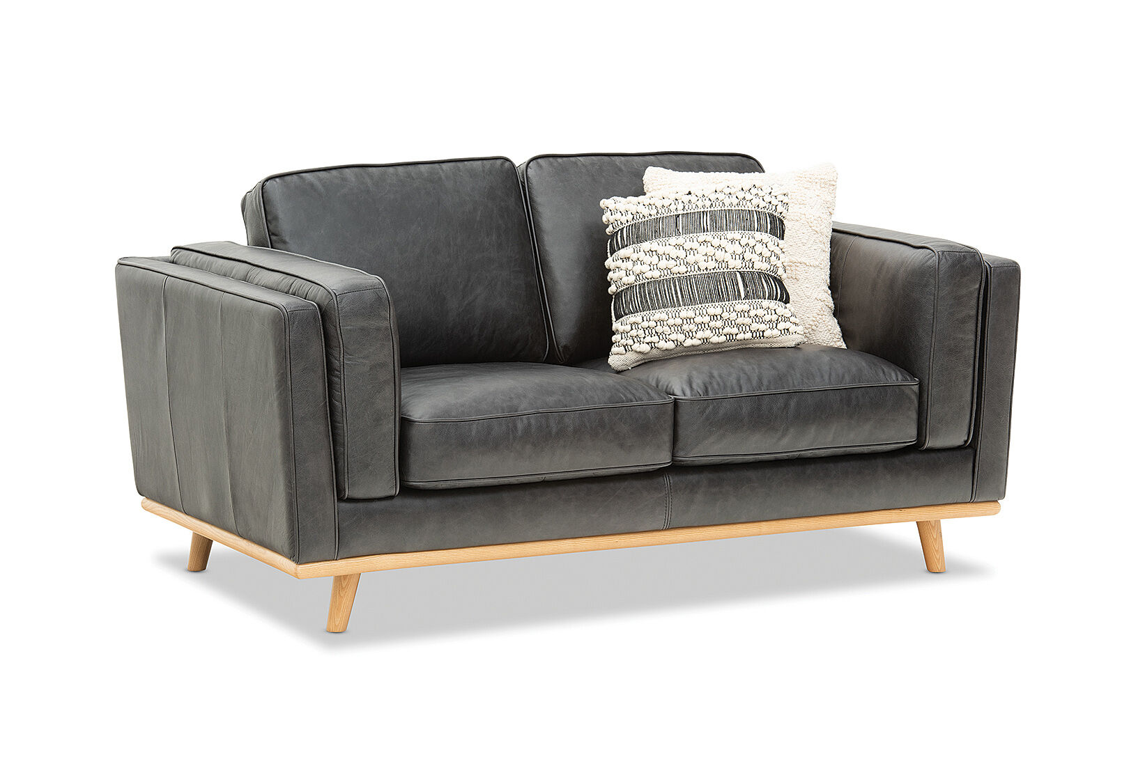 BLACK LORAS LEATHER 2 Seater Sofa