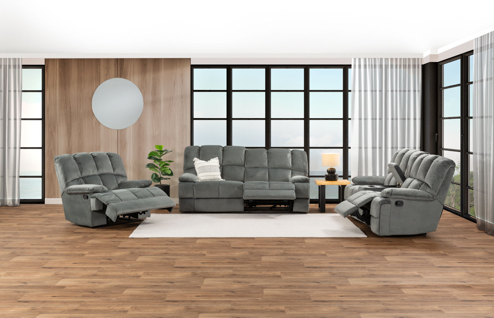LEBRON FABRIC - 3 Seater with 2 inbuilt Recliners LEBRON FABRIC