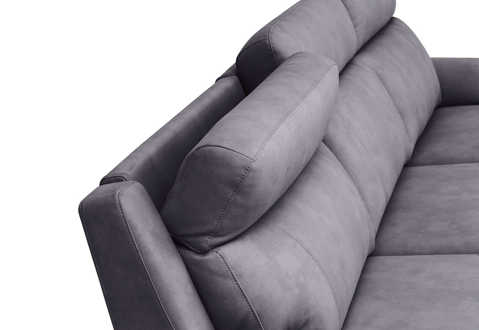LYNCOLN - Fabric 3.5 Seat Left Hand Facing Chaise with Drop Down Table LYNCOLN
