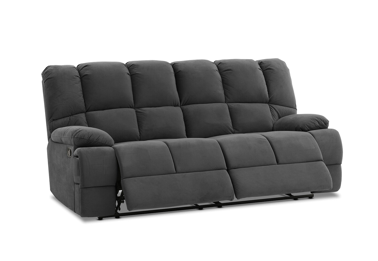CHARCOAL GLADIATOR Fabric 3 Seater Recliner Lounge