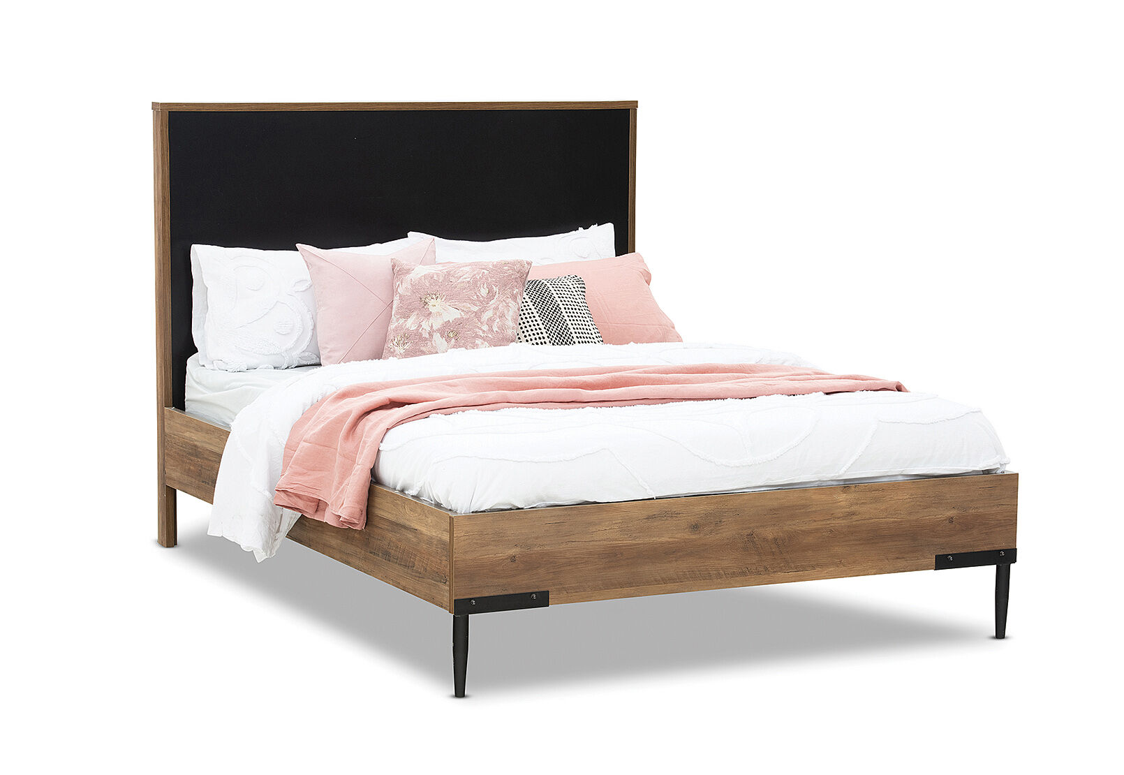 WALNUT/BLACK ASHA Queen Bed Amart Furniture