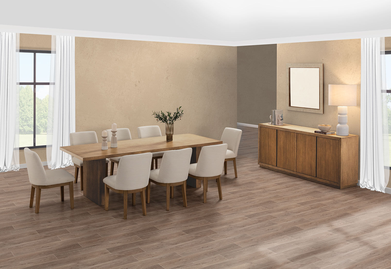 THORIN - 9 Piece Suite with Cora Dining Chairs THORIN