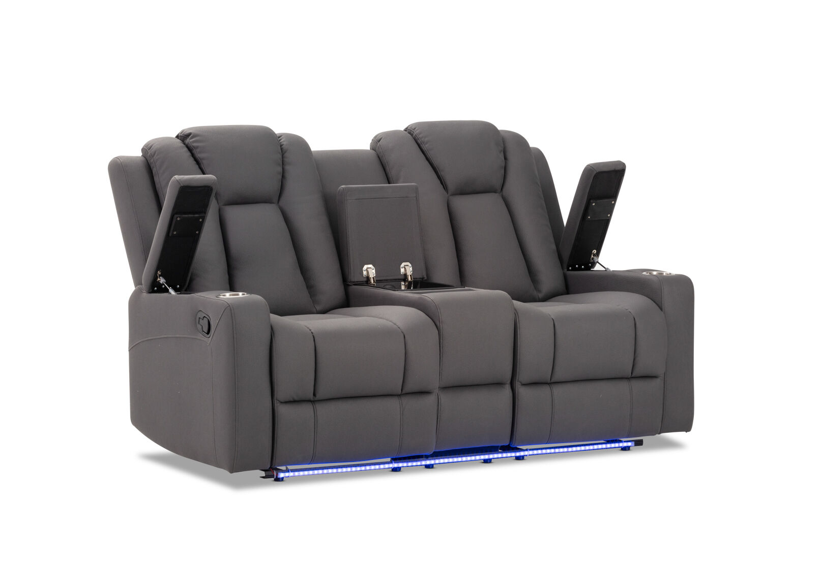 TRAVIS FABRIC - 2 Seater with Recliners and Console TRAVIS FABRIC
