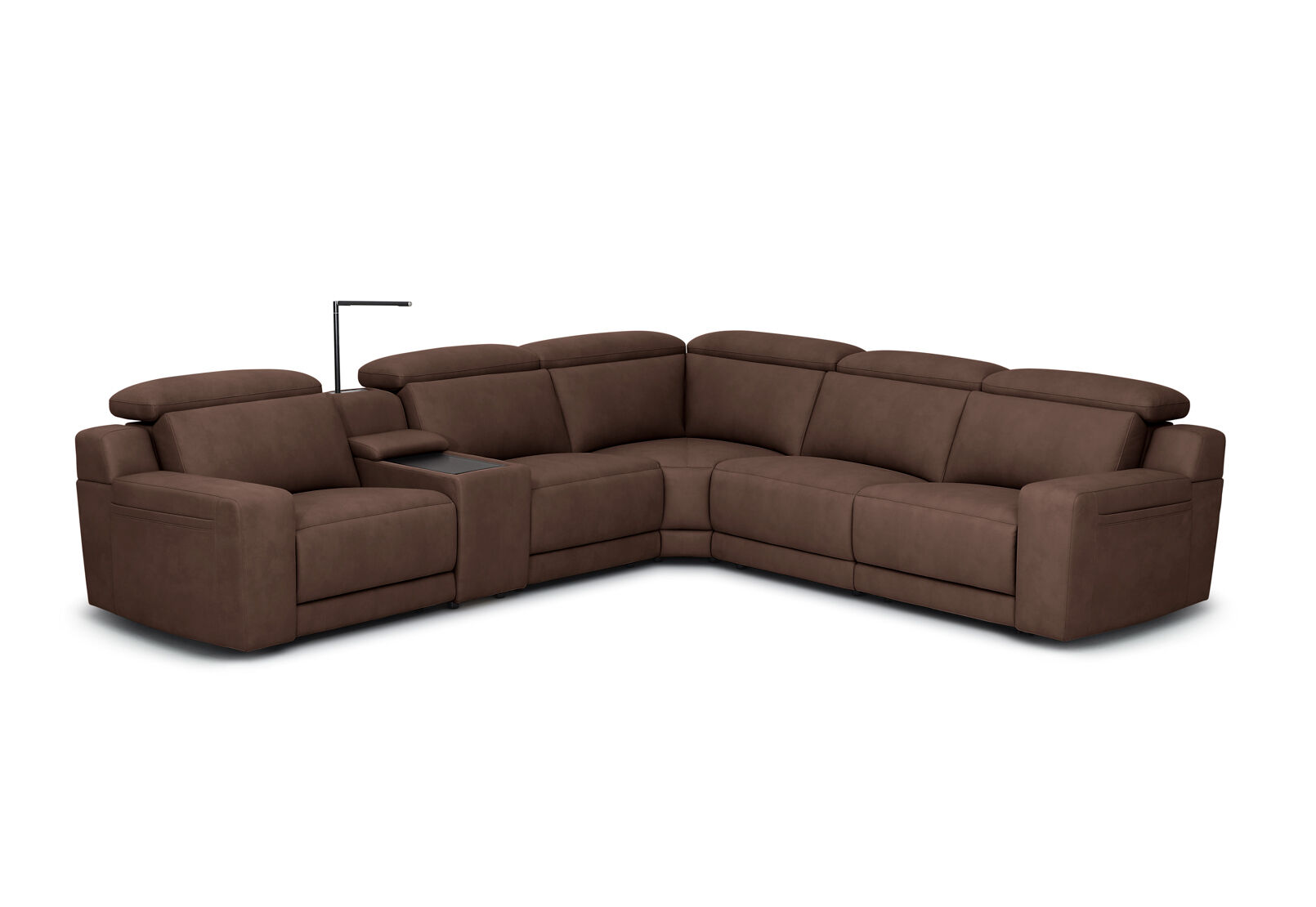 VANTRO FABRIC - Corner Lounge with 2 Inbuilt Electric Recliners and Console VANTRO FABRIC