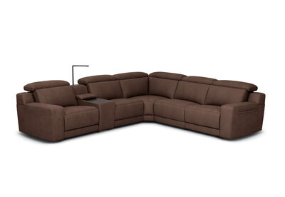 VANTRO FABRIC - Corner Lounge with 2 Inbuilt Electric Recliners and Console