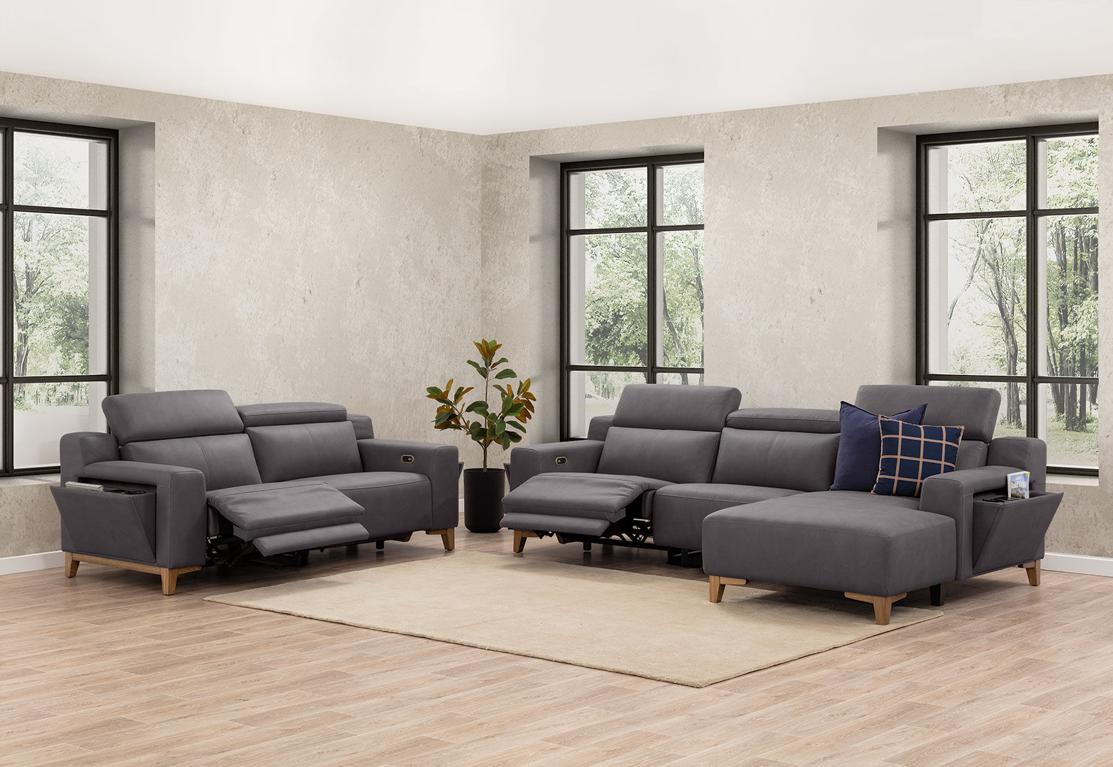 GAGE FABRIC - 2 Seater Sofa with Inbuilt Electric Recliners GAGE FABRIC