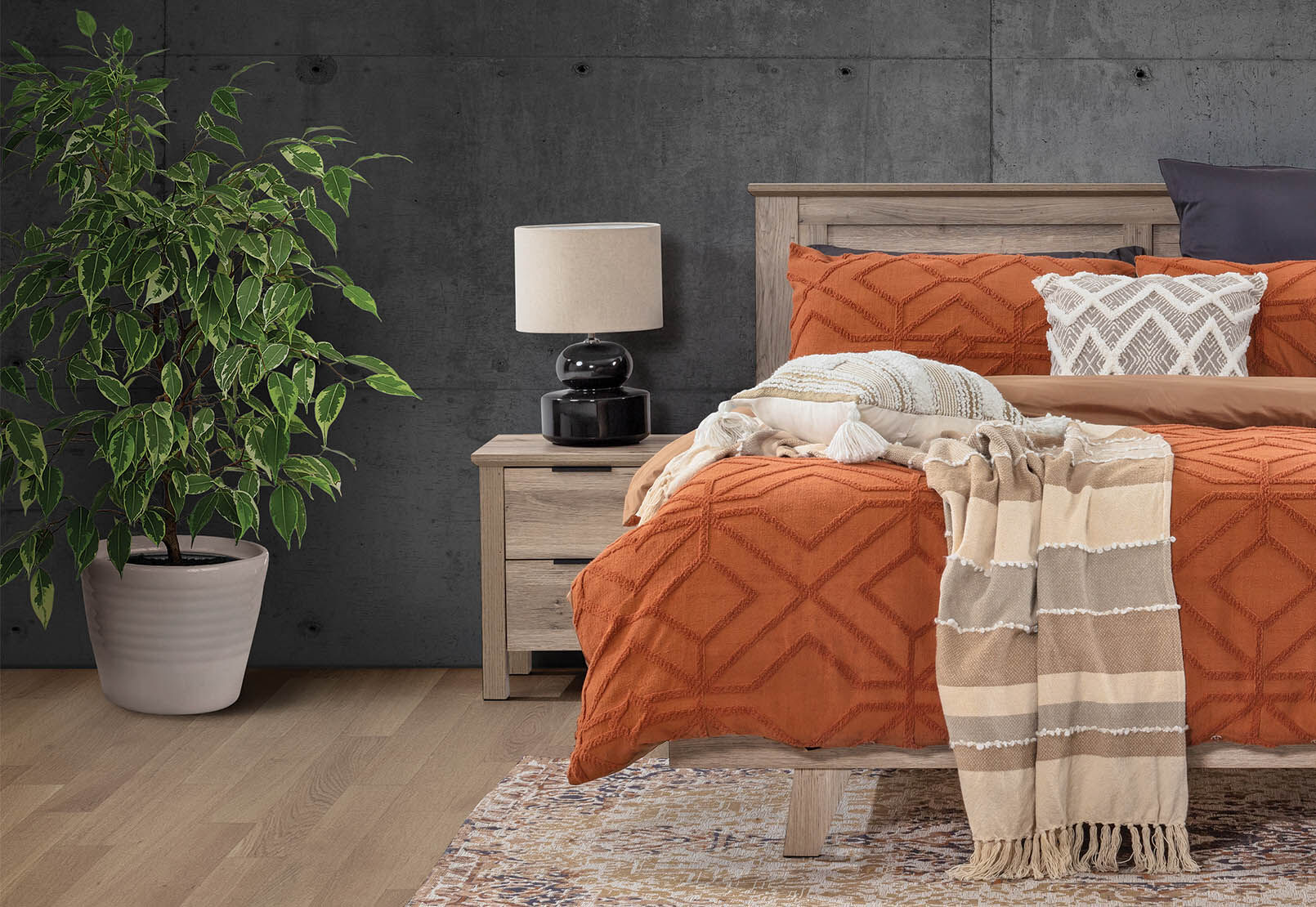 BRADSHAW - 2 Drawer Bedside BRADSHAW