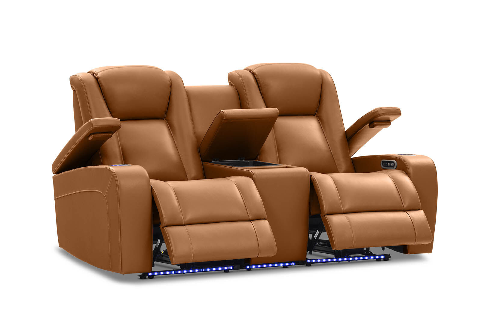 SENTINAL MK2 LEATHER - 2 Seater with 2 Electric Recliners and Console SENTINAL MK2 LEATHER