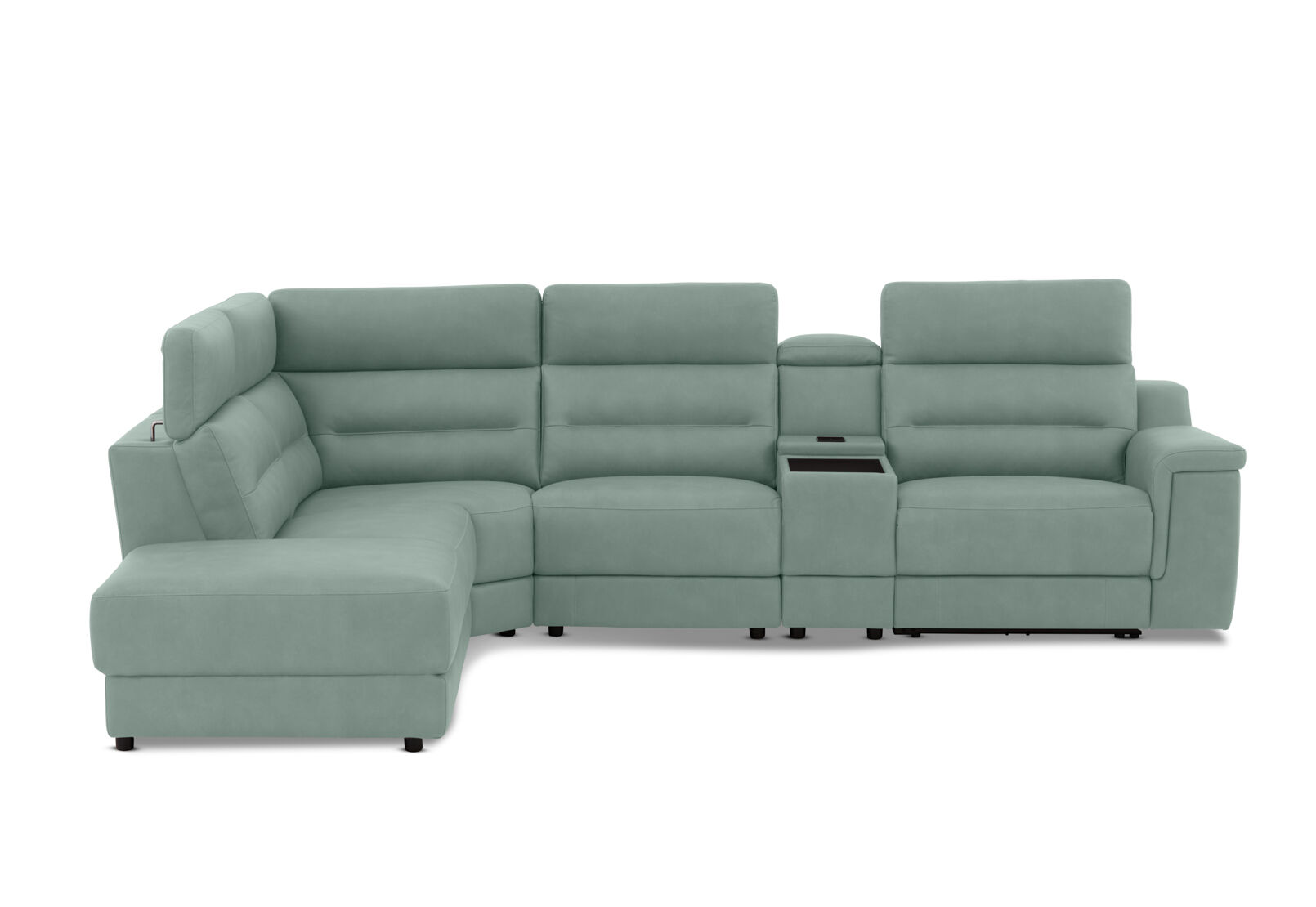 JEFFRIES FABRIC - Corner Lounge with Inbuilt Electric Recliner and LHF Chaise JEFFRIES FABRIC