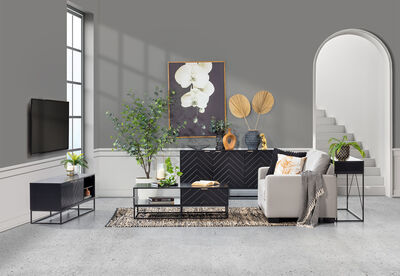 HARDING - Black 3 Door Buffet