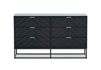HARDING - Black 6 Drawer Dresser