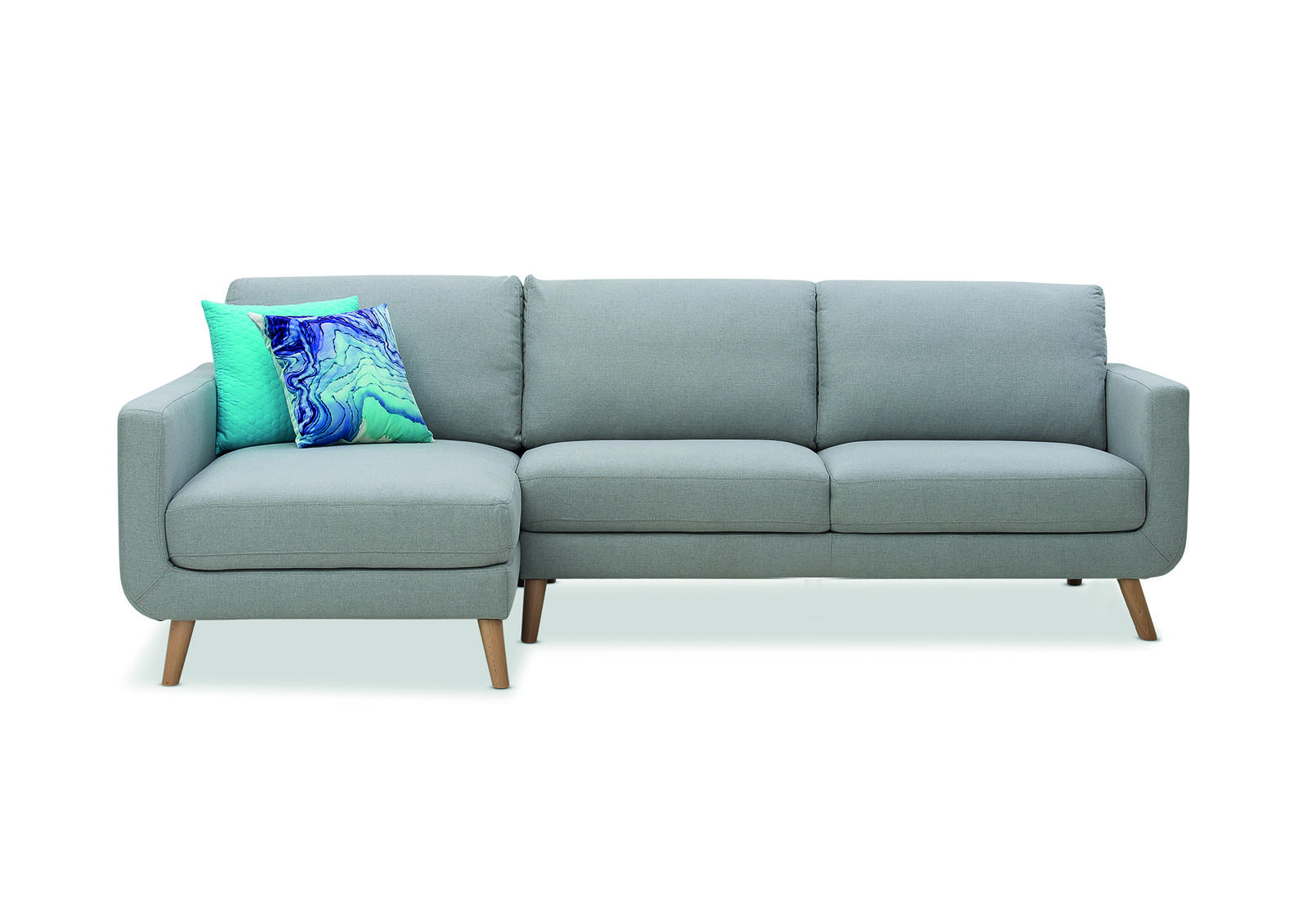 LIGHT GREY PHOEBE Fabric 3 Seater with Left Hand Facing Chaise