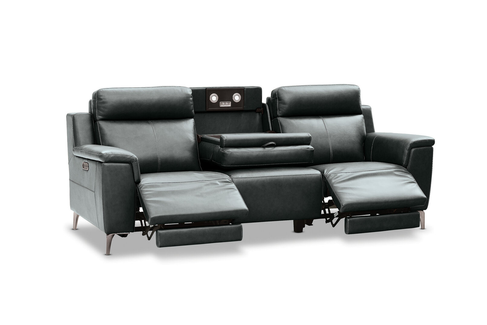 ARISTOTLE - Leather 3 Seater Sofa with 2 Inbuilt Electric Recliners ARISTOTLE