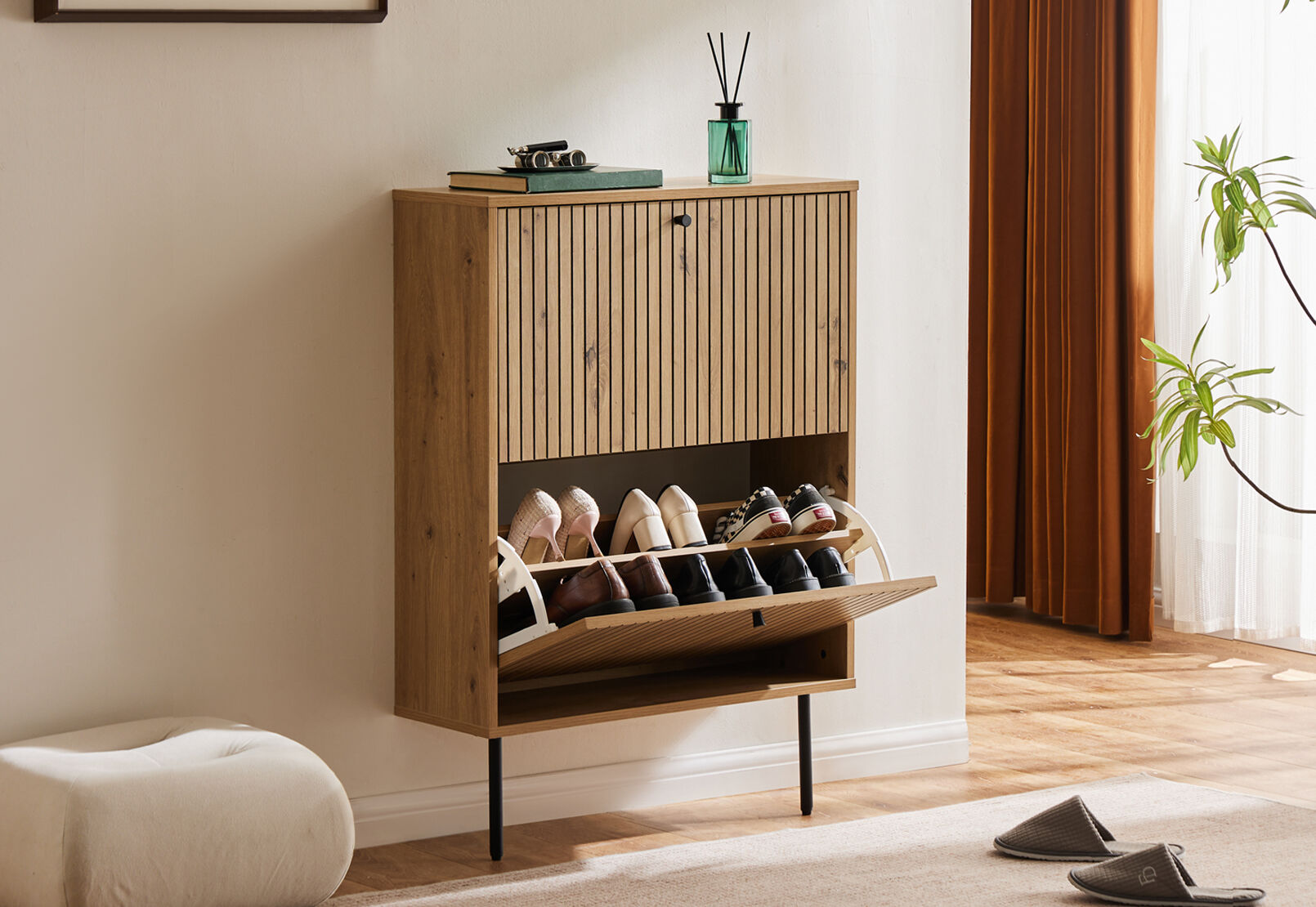 Amart Furniture Amart Shoe Storage OAK LILIA Drawer Shoe Cabinet