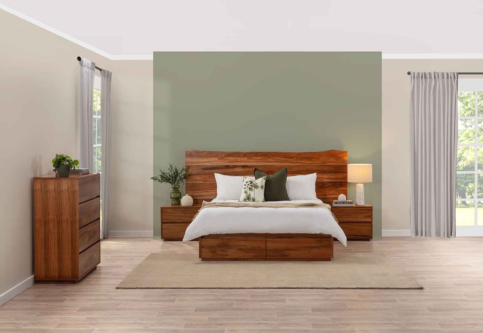 OAKLEY - 4 Piece King Bed Tall Chest Suite OAKLEY