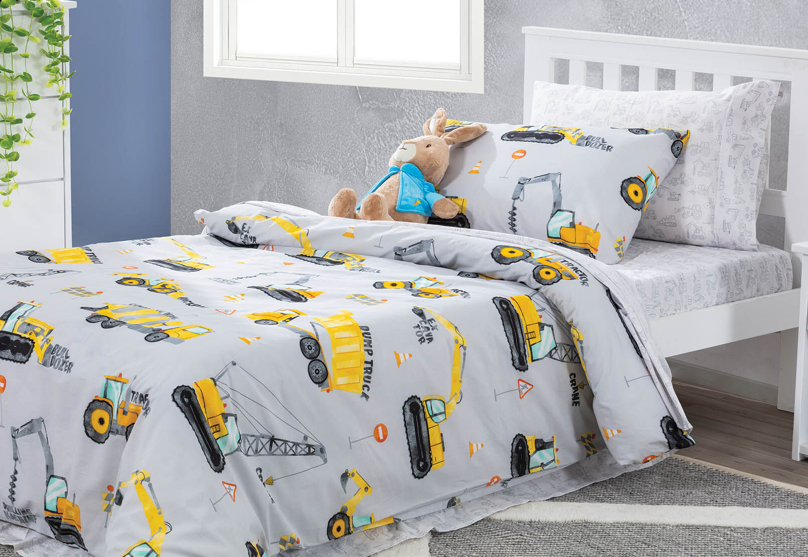 GREY MACHINES AT WORK Single Quilt Cover Set