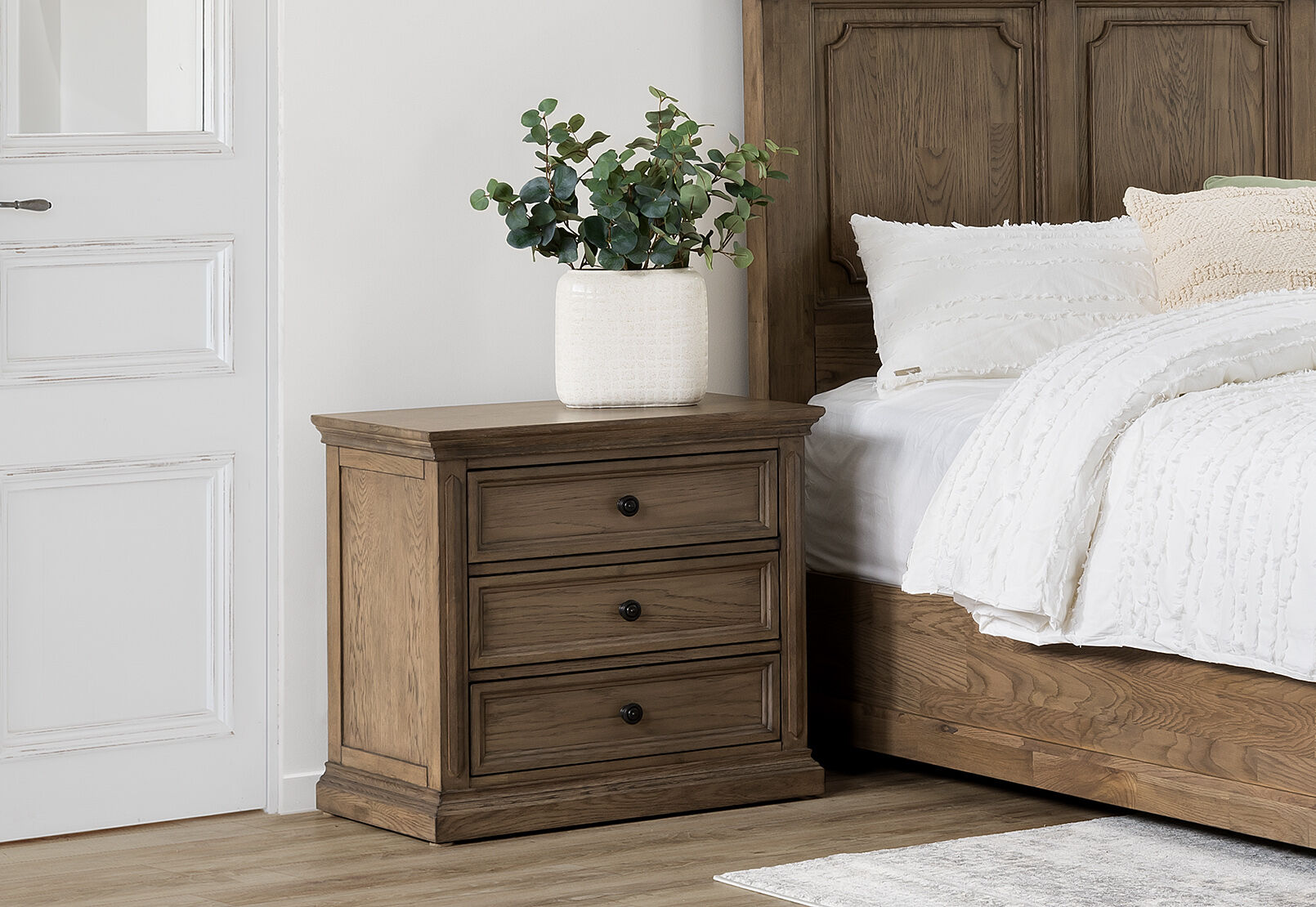 AMERICAN OAK LA SALLE 3 Drawer Bedside Amart Furniture
