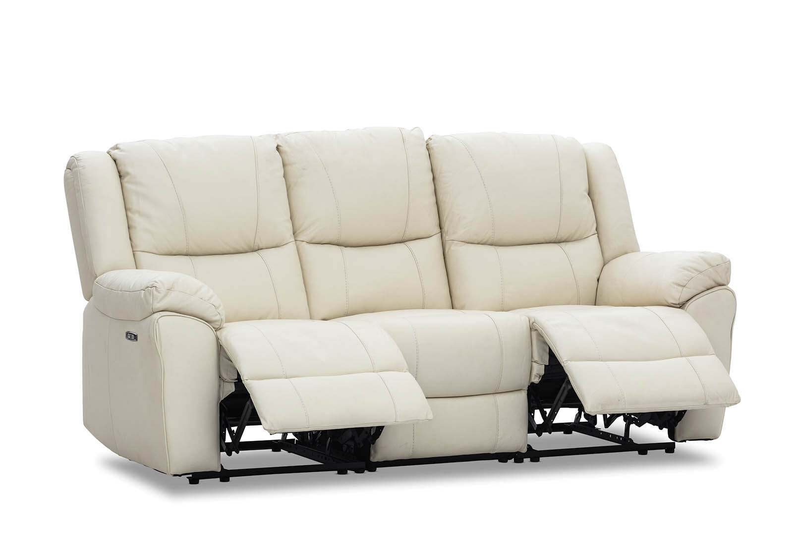 White leather electric recliner sofa