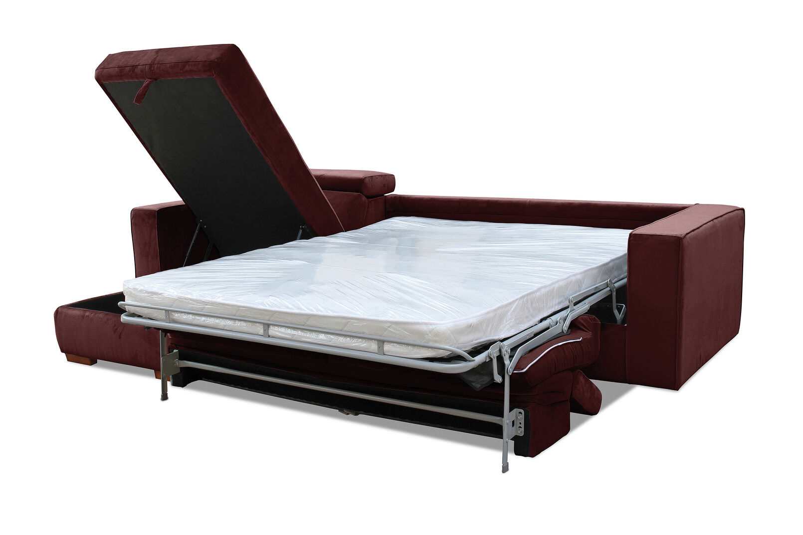 ANGUS VELVET - Left-Hand Facing 3 Seater Chaise with Sofa Bed ANGUS VELVET