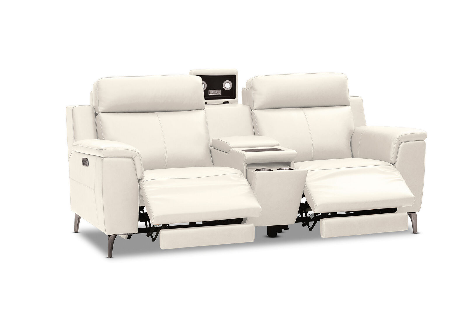 ARISTOTLE - Leather 2 Seater Sofa with Console and 2 Inbuilt Electric Recliners ARISTOTLE