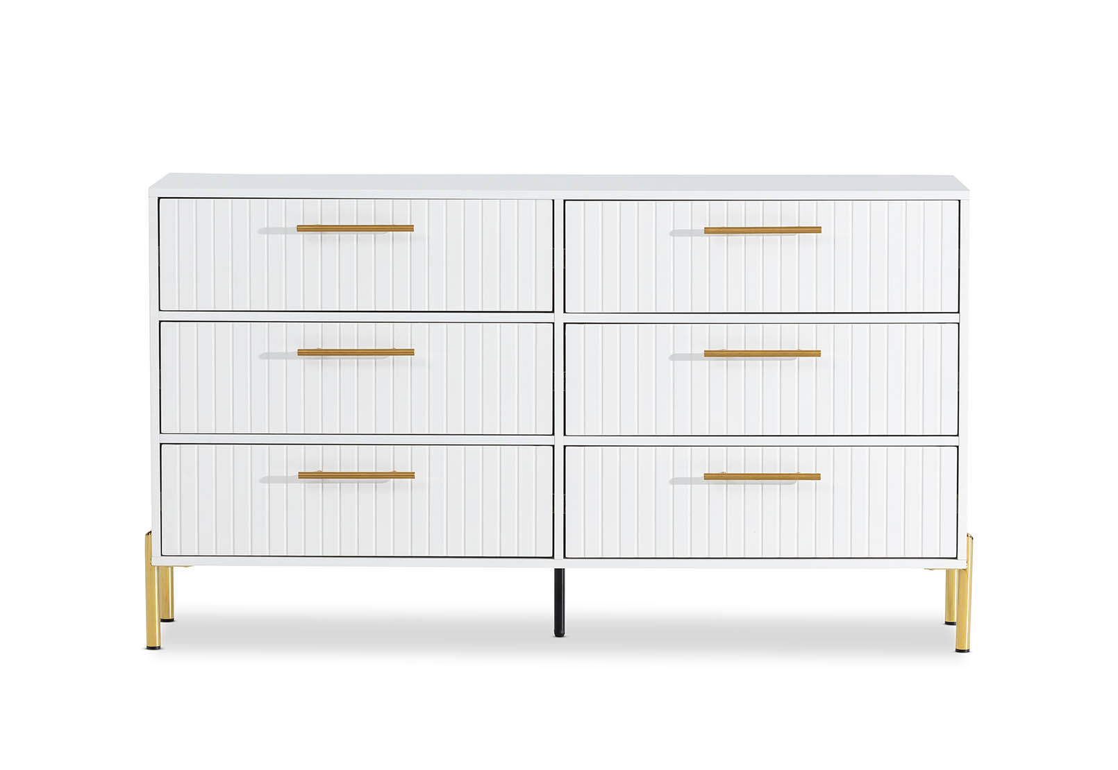 White and gold sale 6 drawer dresser