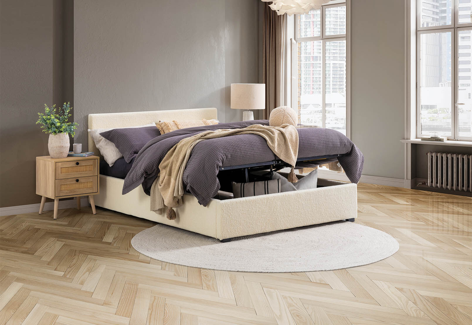 Gas lift double shop bed