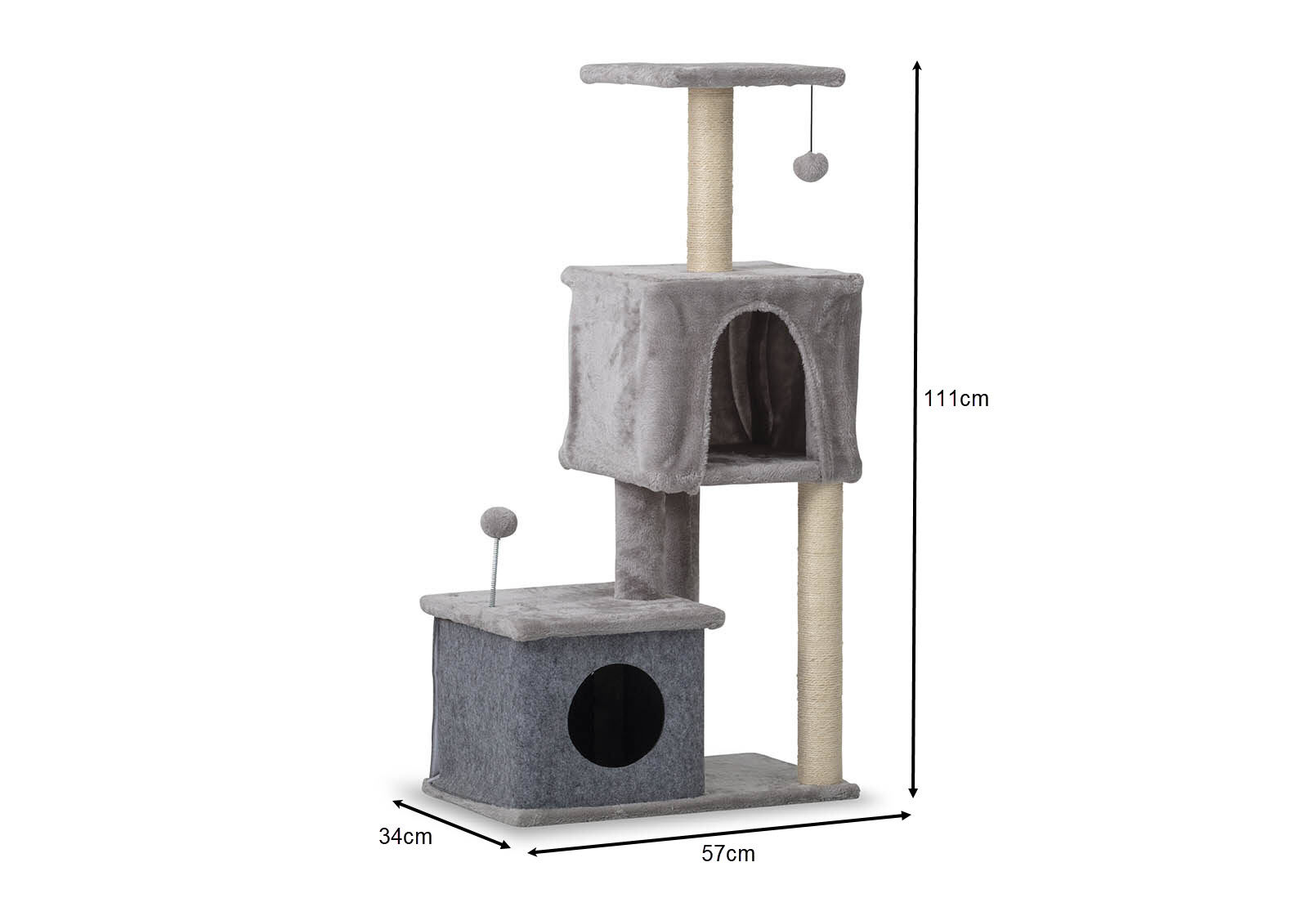 LIGHT GREY MULLINS 3 Tier Pet Scratch Pole