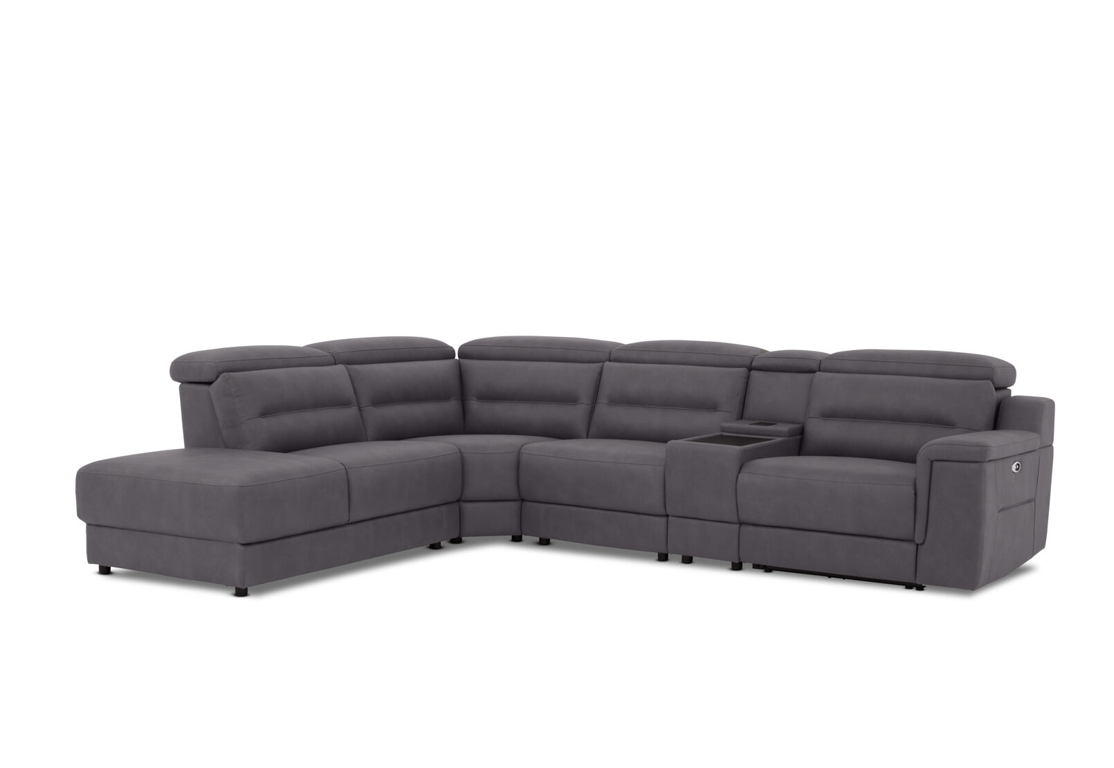 JEFFRIES FABRIC - Corner Lounge with Inbuilt Electric Recliner and LHF Chaise JEFFRIES FABRIC