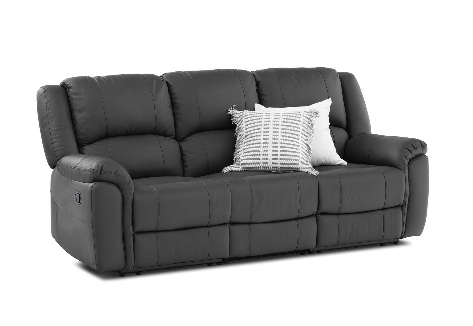 GEOFFREY - Leather 3 Seat Sofa with 2 Inbuilt Manual Recliners GEOFFREY