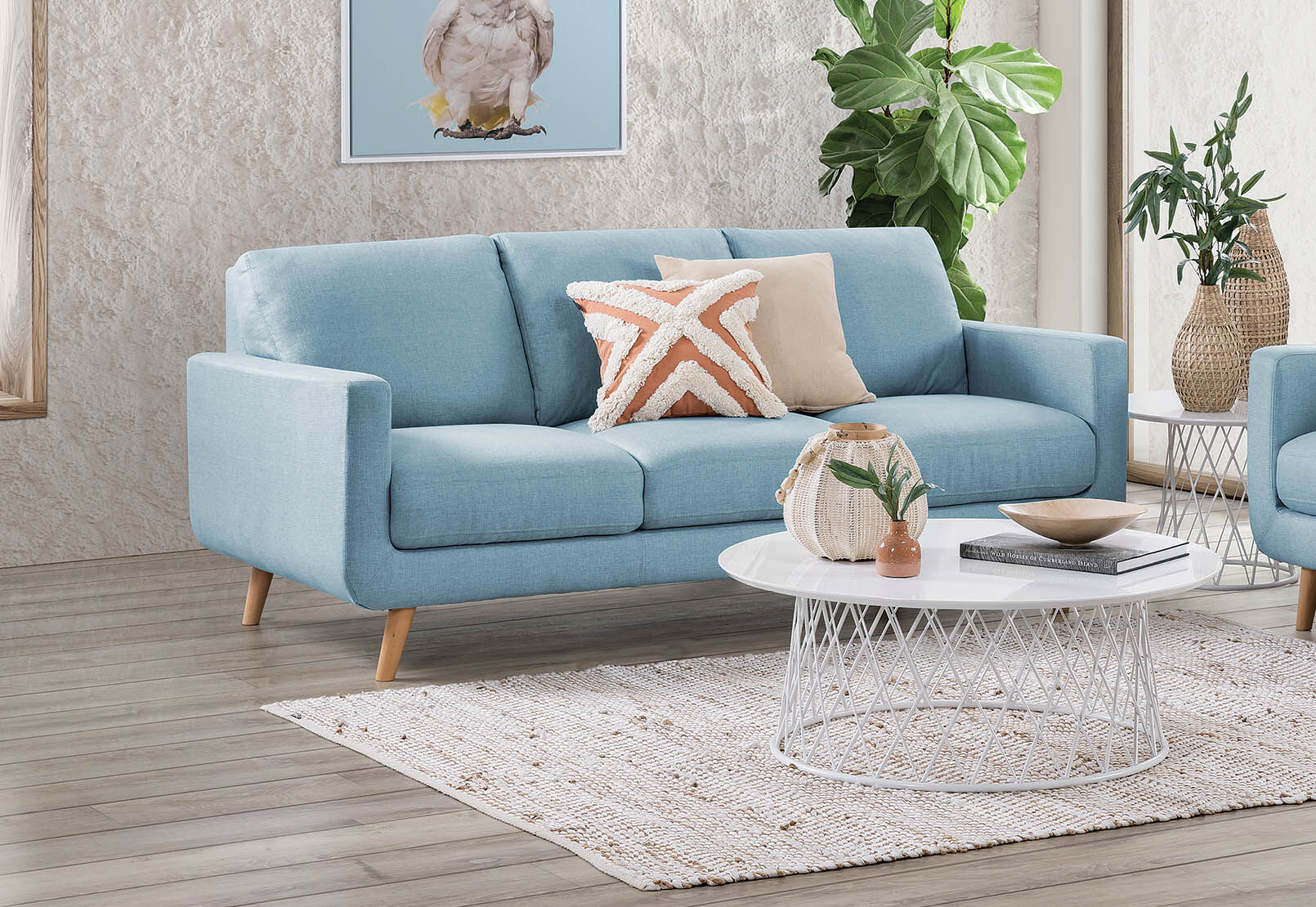 BLUE PHOEBE Fabric 3 Seater Sofa Amart Furniture