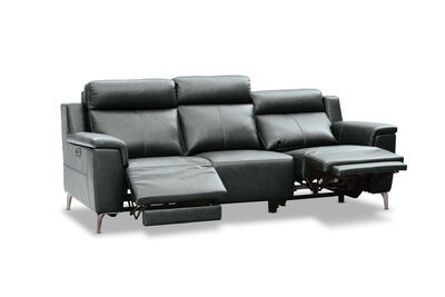 ARISTOTLE - Leather 3 Seater Sofa with 2 Inbuilt Electric Recliners