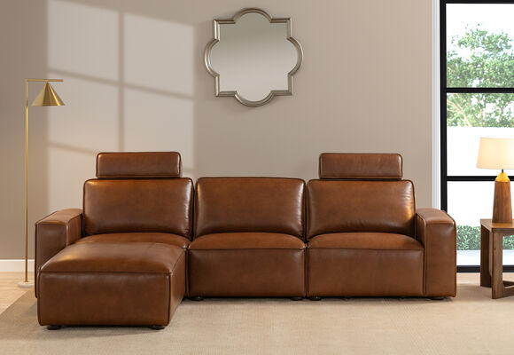 BARTELLE LEATHER - 3.5 Seater Sofa with Ottoman