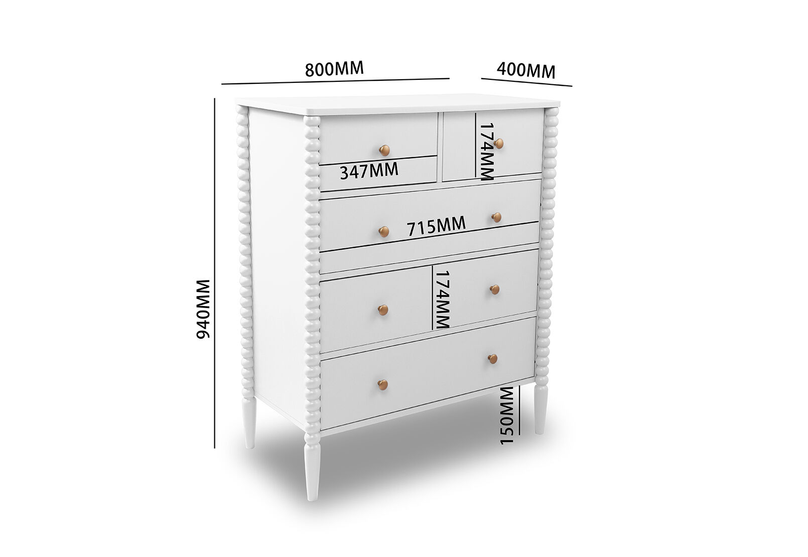 PORDENONE - 5 Drawer Tall Chest PORDENONE