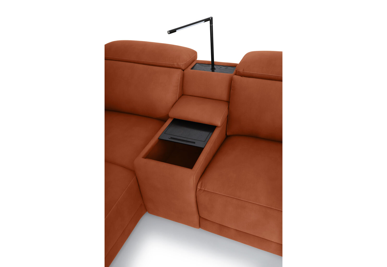 VANTRO FABRIC - 3 Seater LHF Chaise with Console and Inbuilt Electric Recliner VANTRO FABRIC
