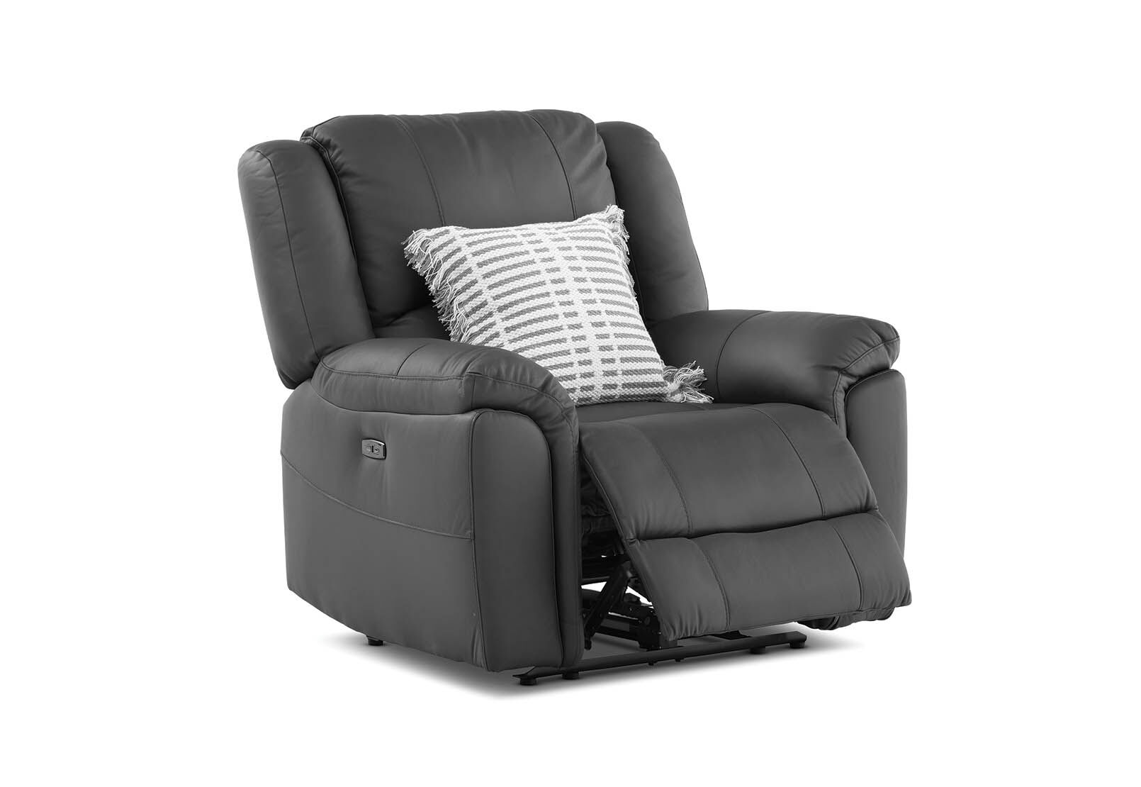 BLACK GEOFFREY Leather Electric Recliner