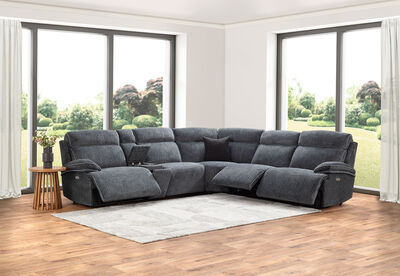 SEYMOUR FABRIC - 5 Seater Corner Lounge with LHF Console