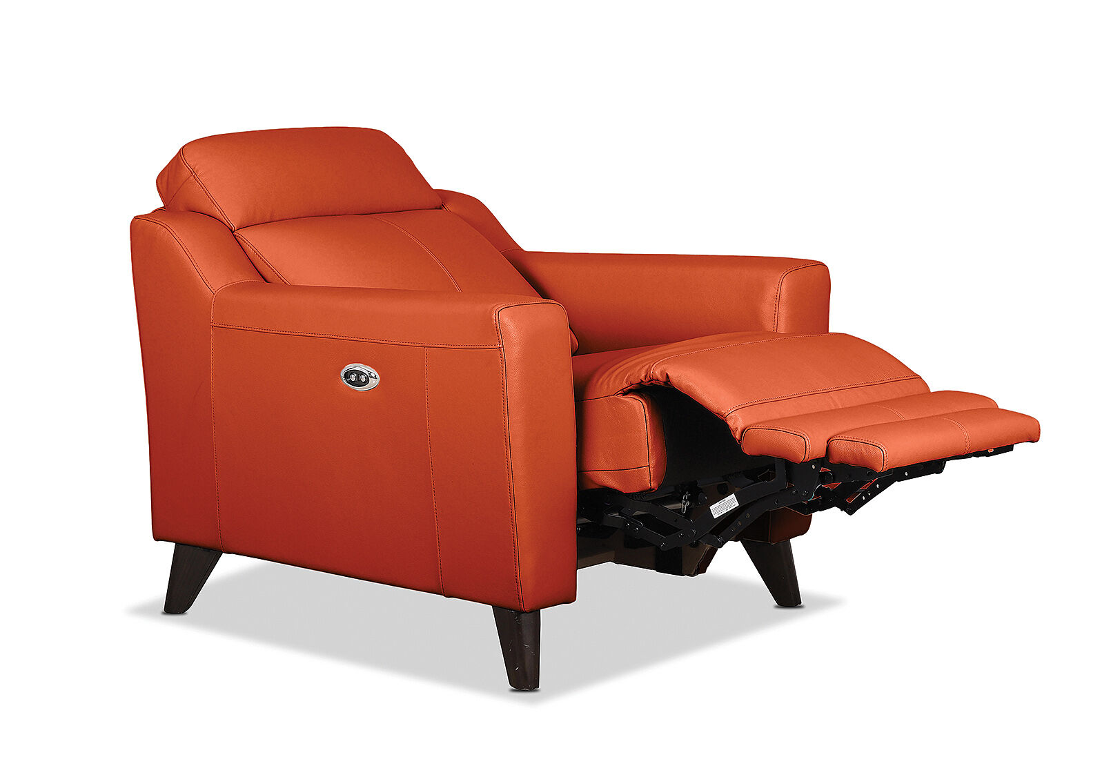 BURNT ORANGE HUGH Leather Electric Recliner Amart Furniture