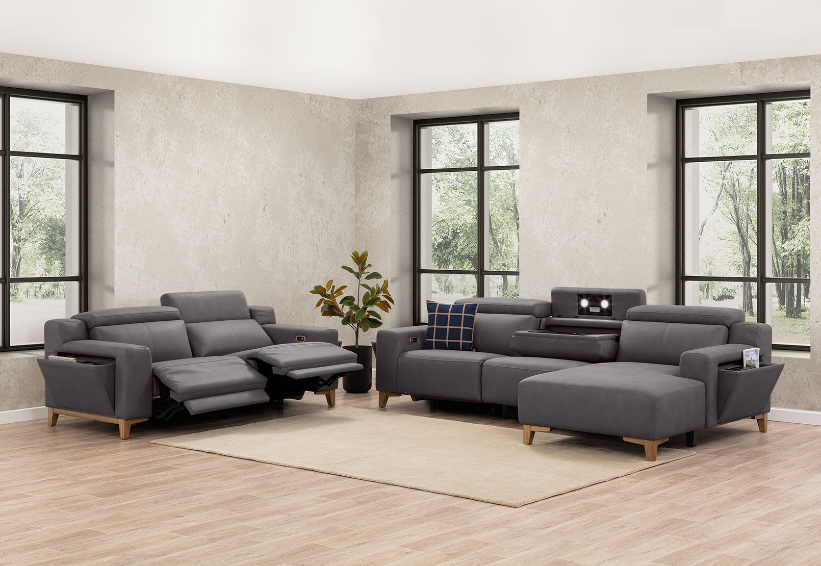 GAGE FABRIC - 2 Seater Sofa with Inbuilt Electric Recliners GAGE FABRIC