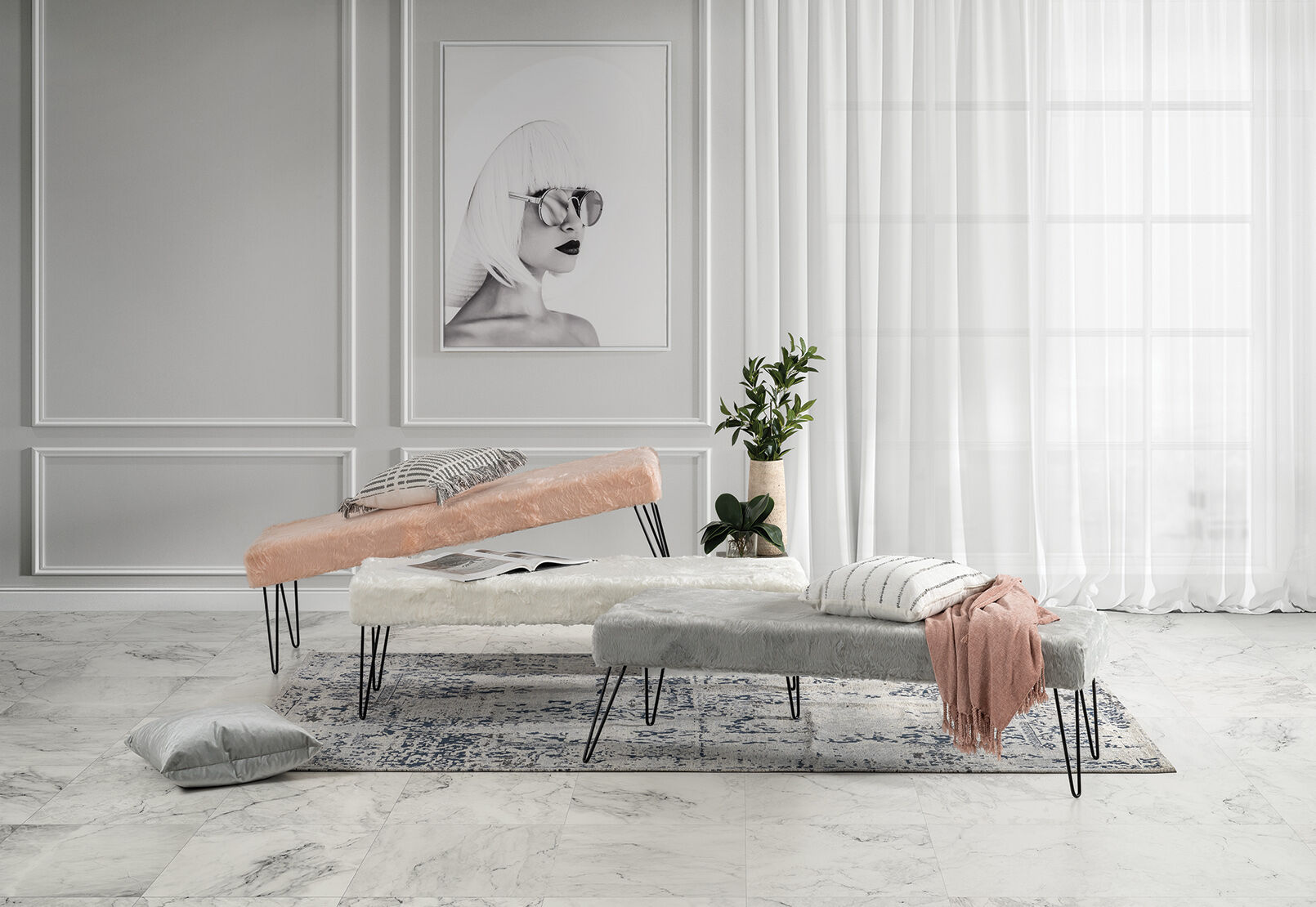 Fur discount ottoman bench