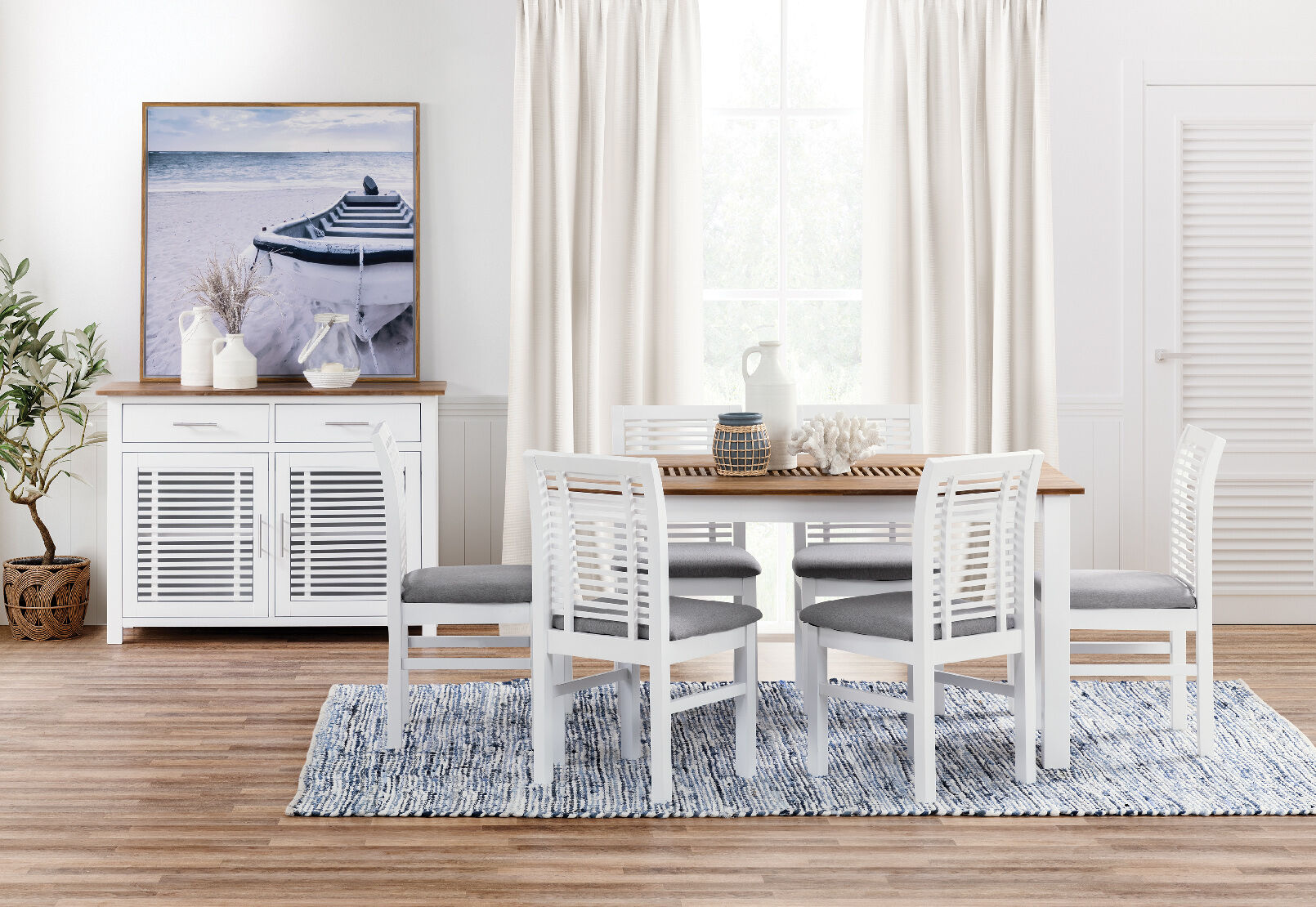 Amart dining top chairs white