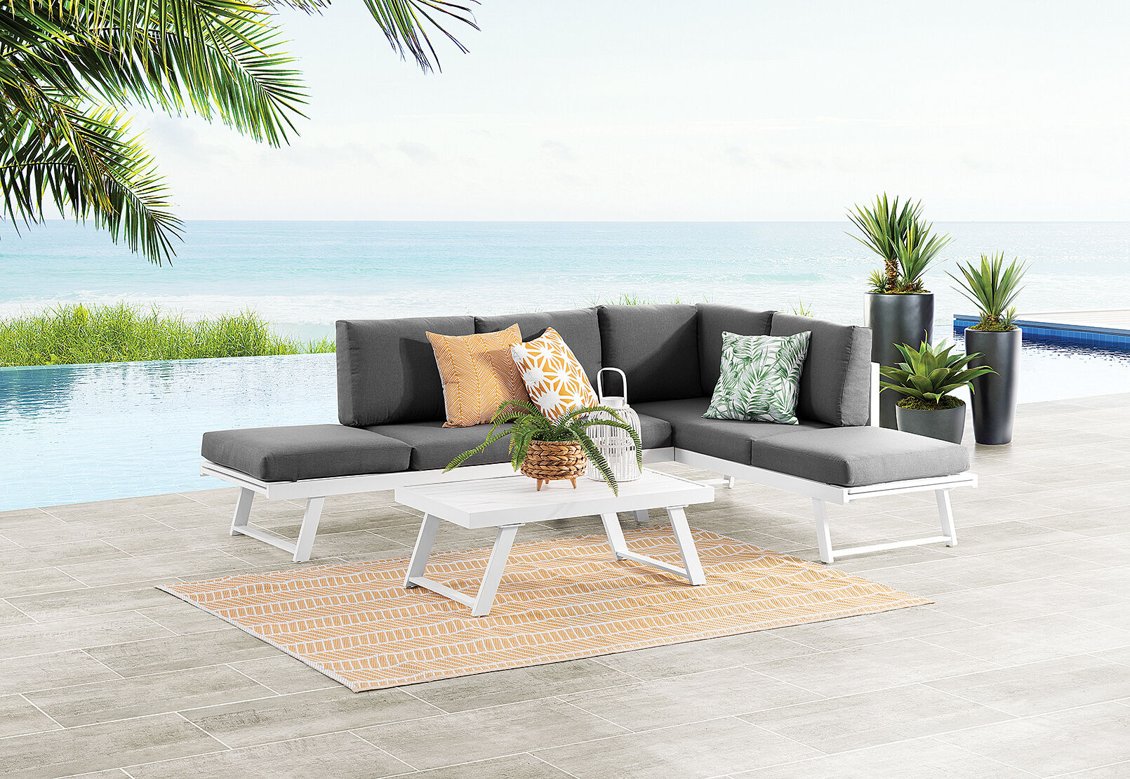 WHITE ISLA 3 Piece Outdoor Lounge Setting Amart Furniture